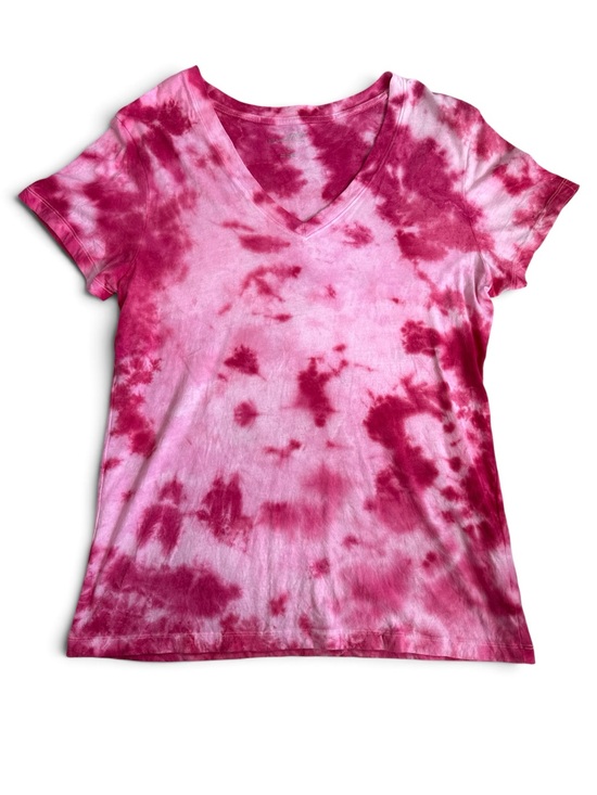 Universal Thread Tops - Universal Thread Pink Tie-Dye V-Neck Tee Size M